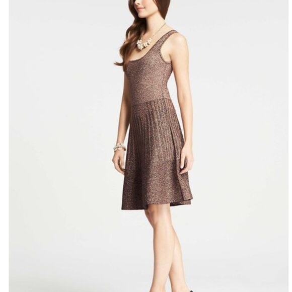 NWT Ann Taylor Holiday Metallic Knit Sleeveless Sweater Dress XL Sparkle Party - Picture 2 of 8